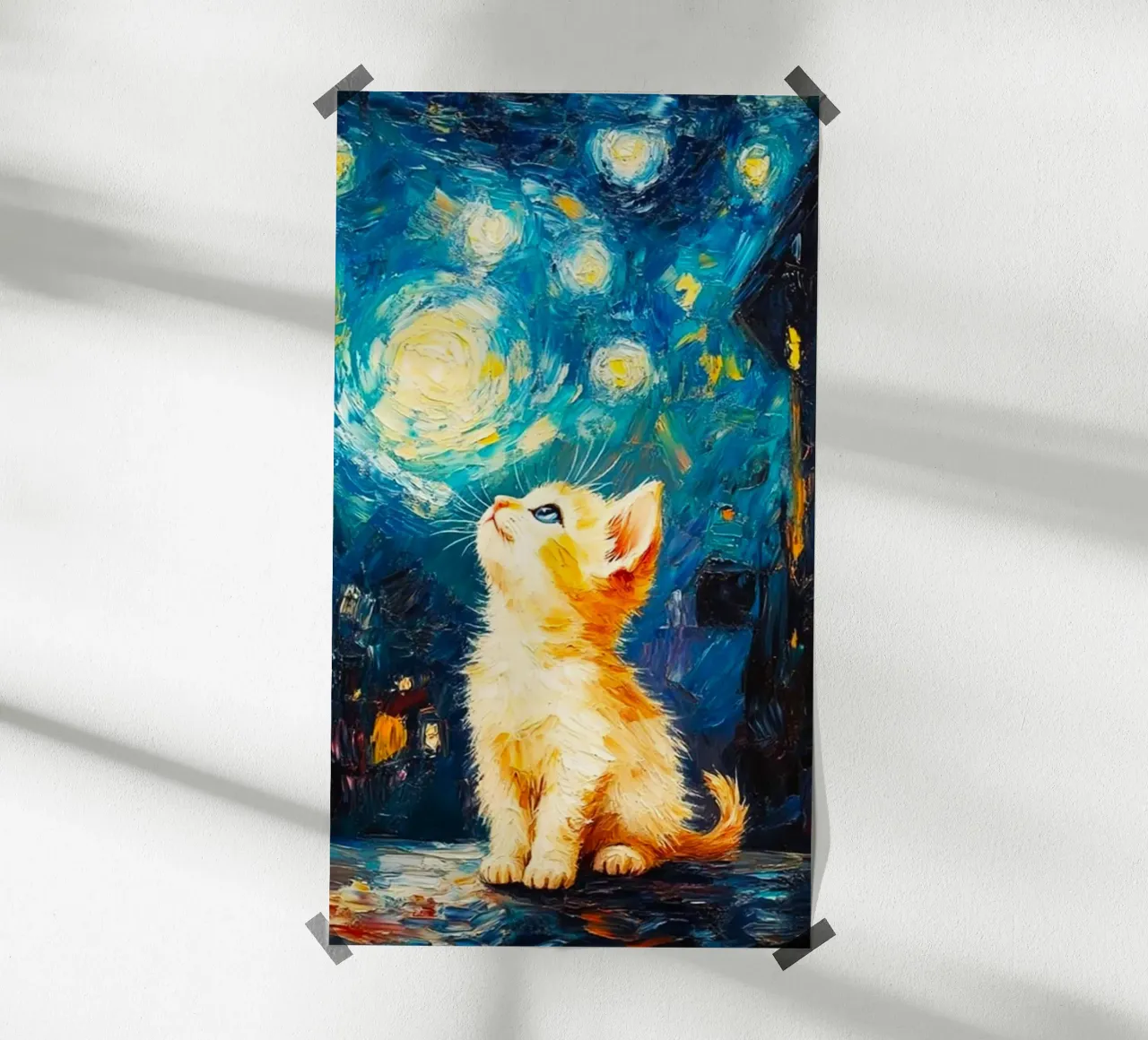 cat chill with moon and star poster da lifeline