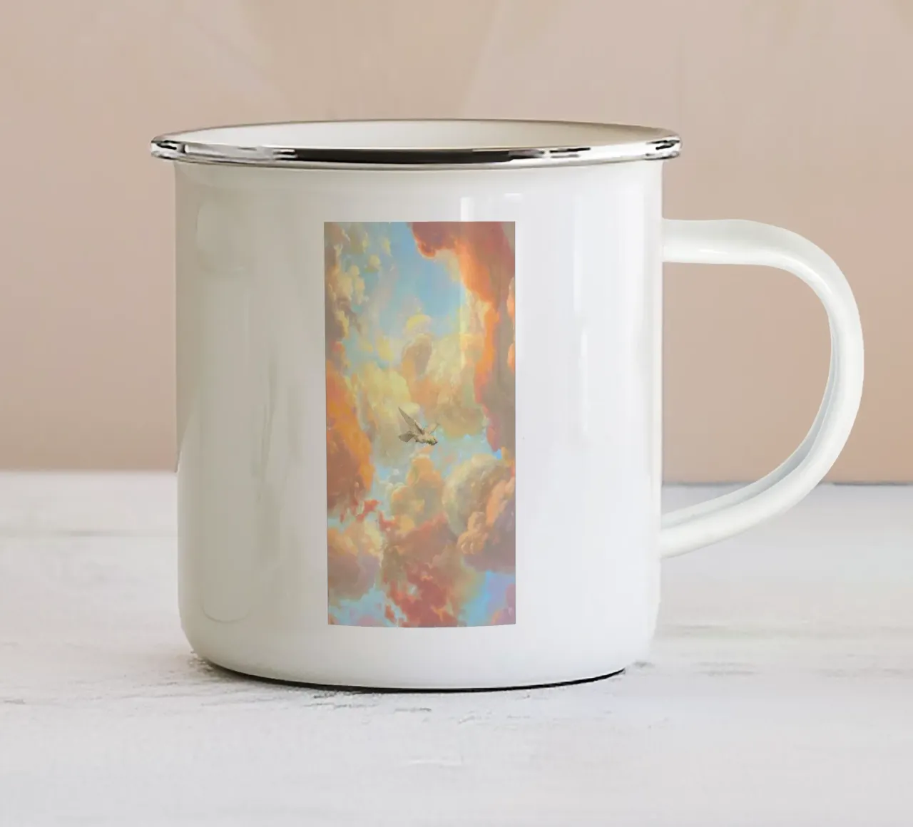 posture bird in cloud tazza in smalto da lifeline