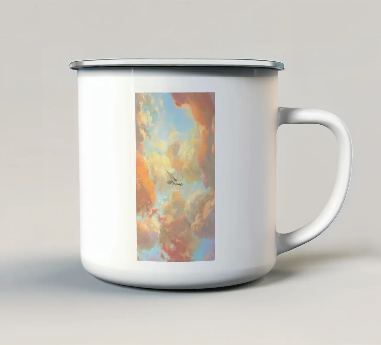 posture bird in cloud tazza in smalto da lifeline