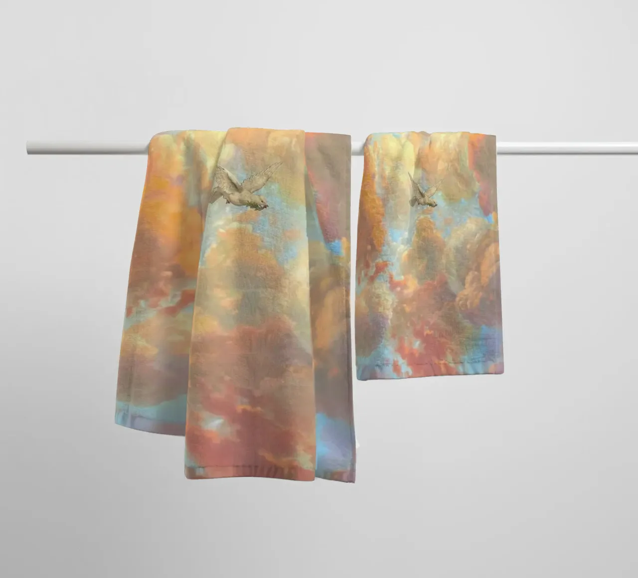 posture bird in cloud asciugamano da bagno da lifeline