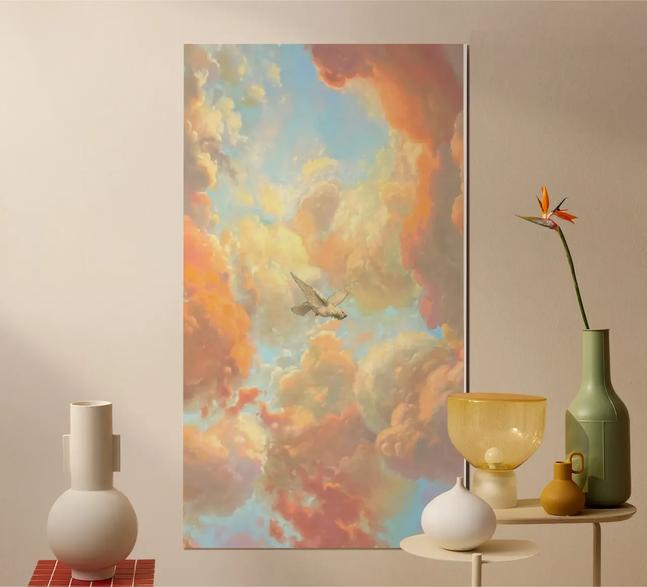 posture bird in cloud poster con telaio in alluminio da lifeline