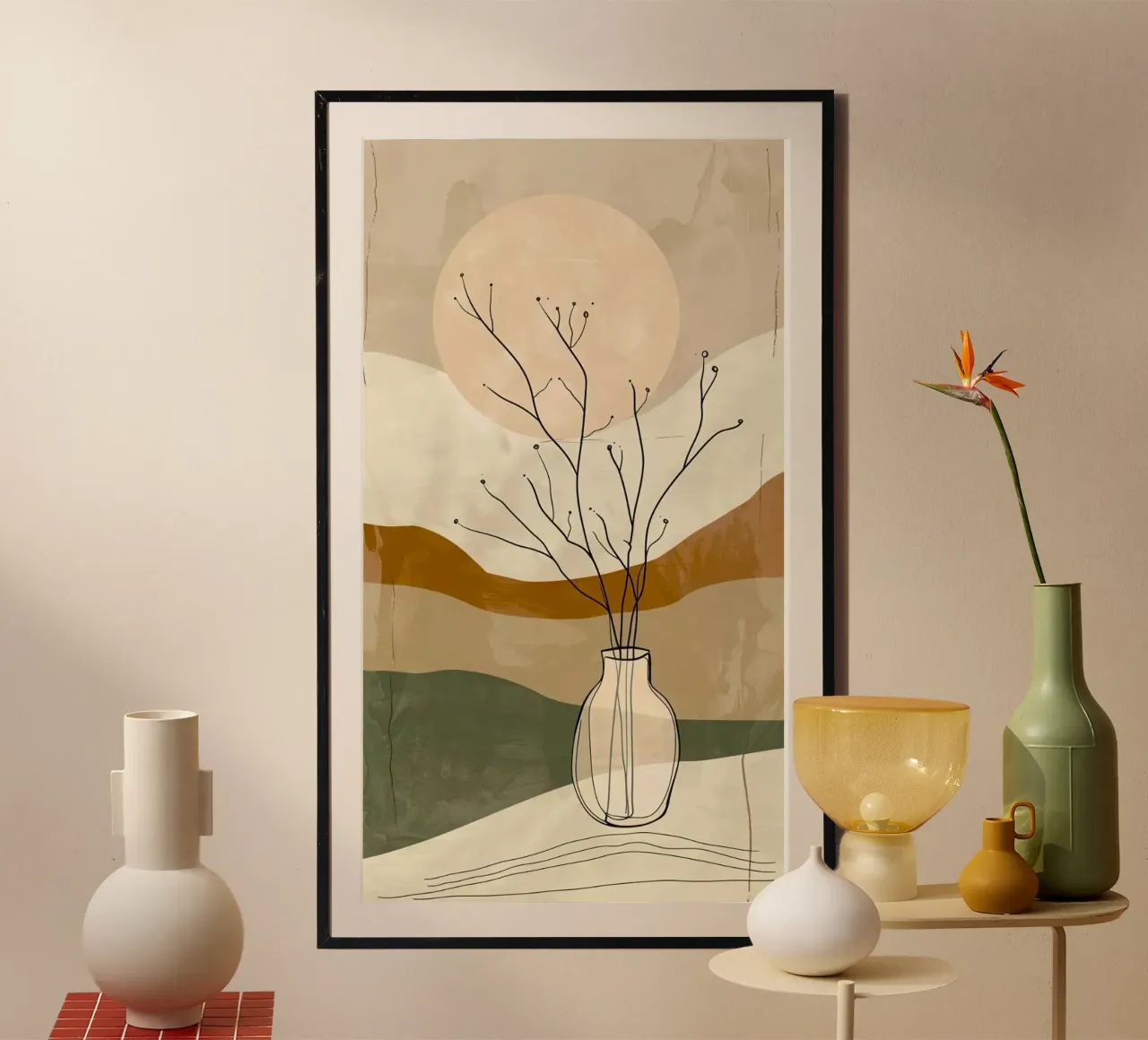 line branch bottle poster con telaio in plastica da lifeline