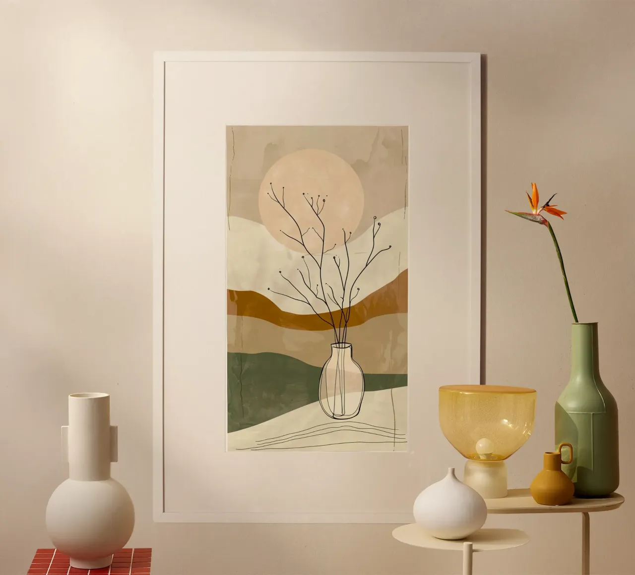 line branch bottle poster con telaio in plastica da lifeline