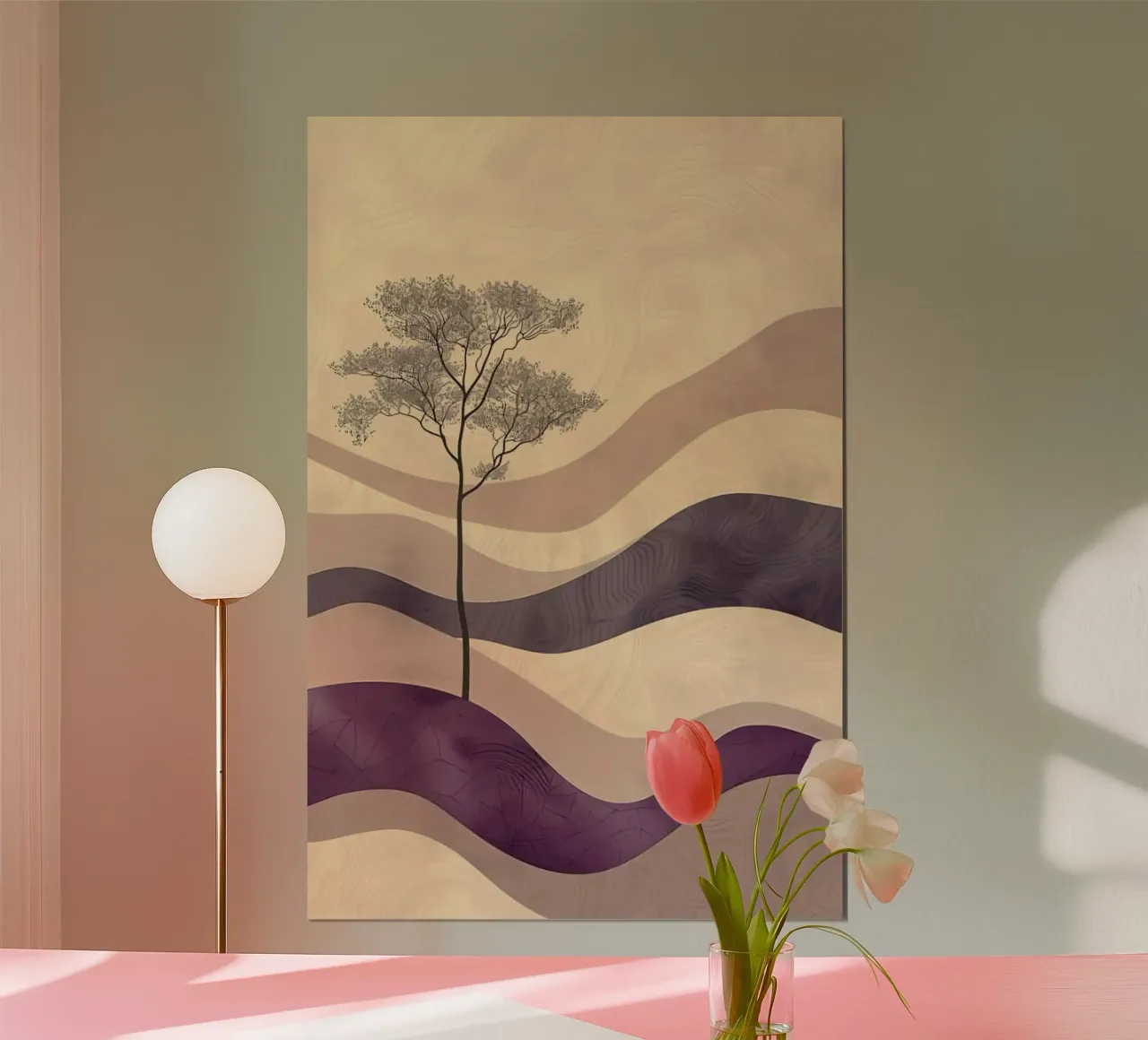 wave mountain gradient poster con telaio in legno da miracle