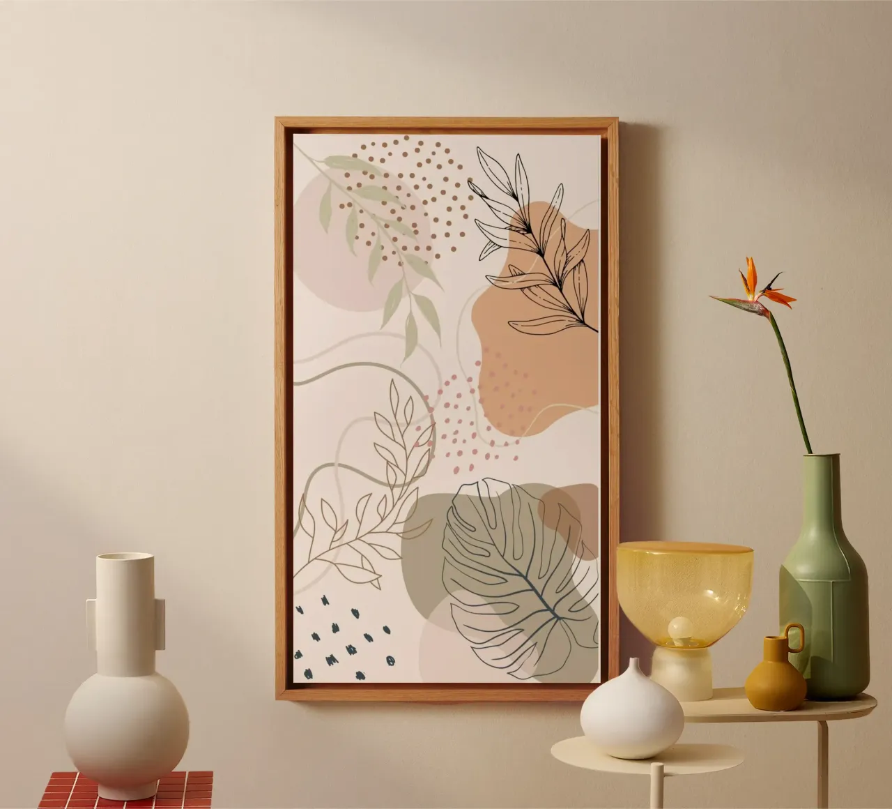 shadow leaf line canvas met Baklijst van lifeline