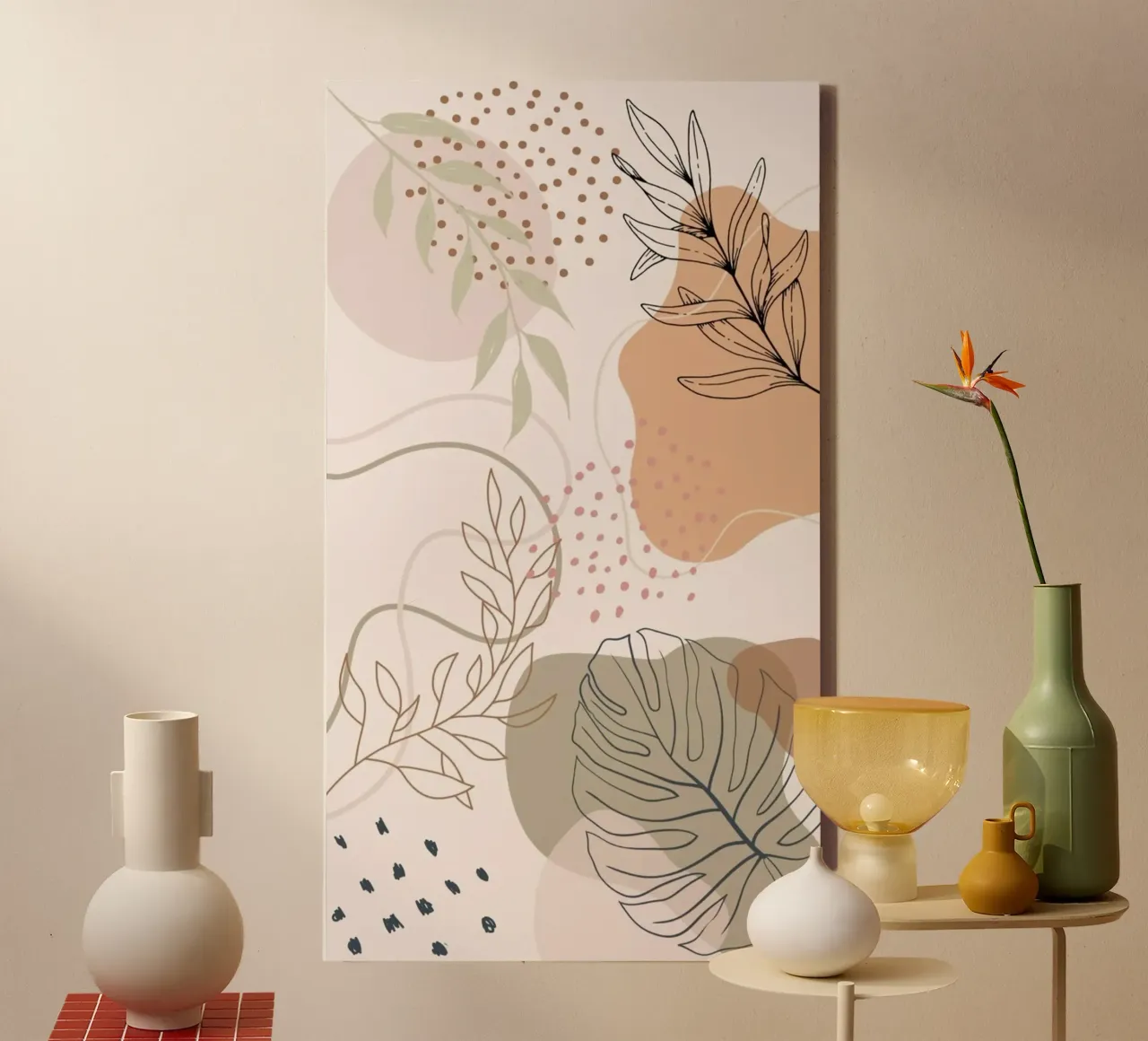 shadow leaf line canvas met Baklijst van lifeline