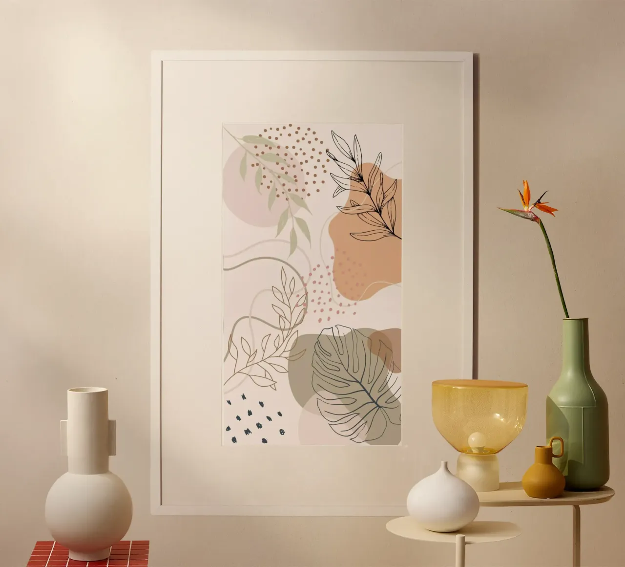 shadow leaf line poster con telaio in legno da lifeline