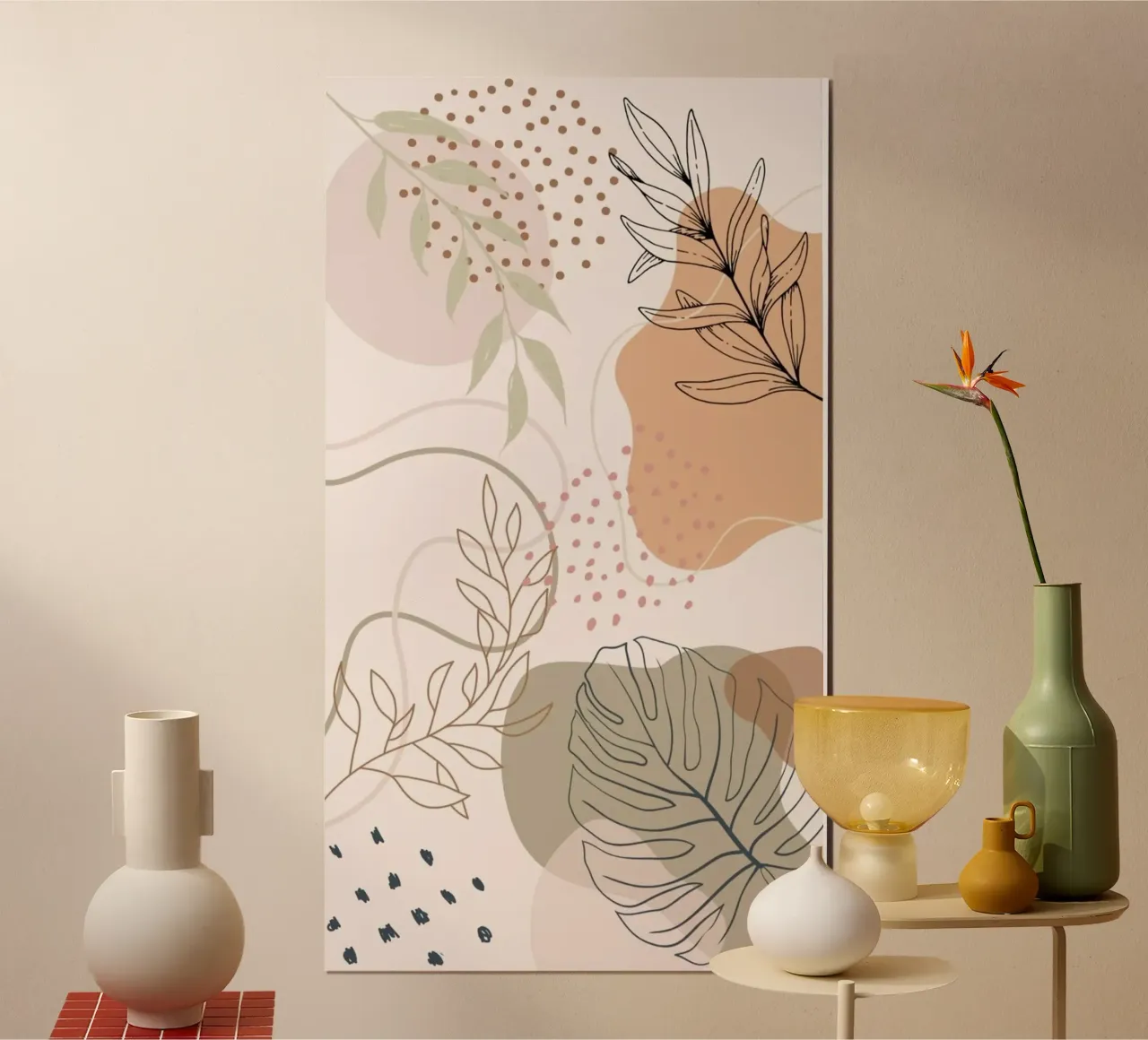 shadow leaf line poster con telaio in legno da lifeline