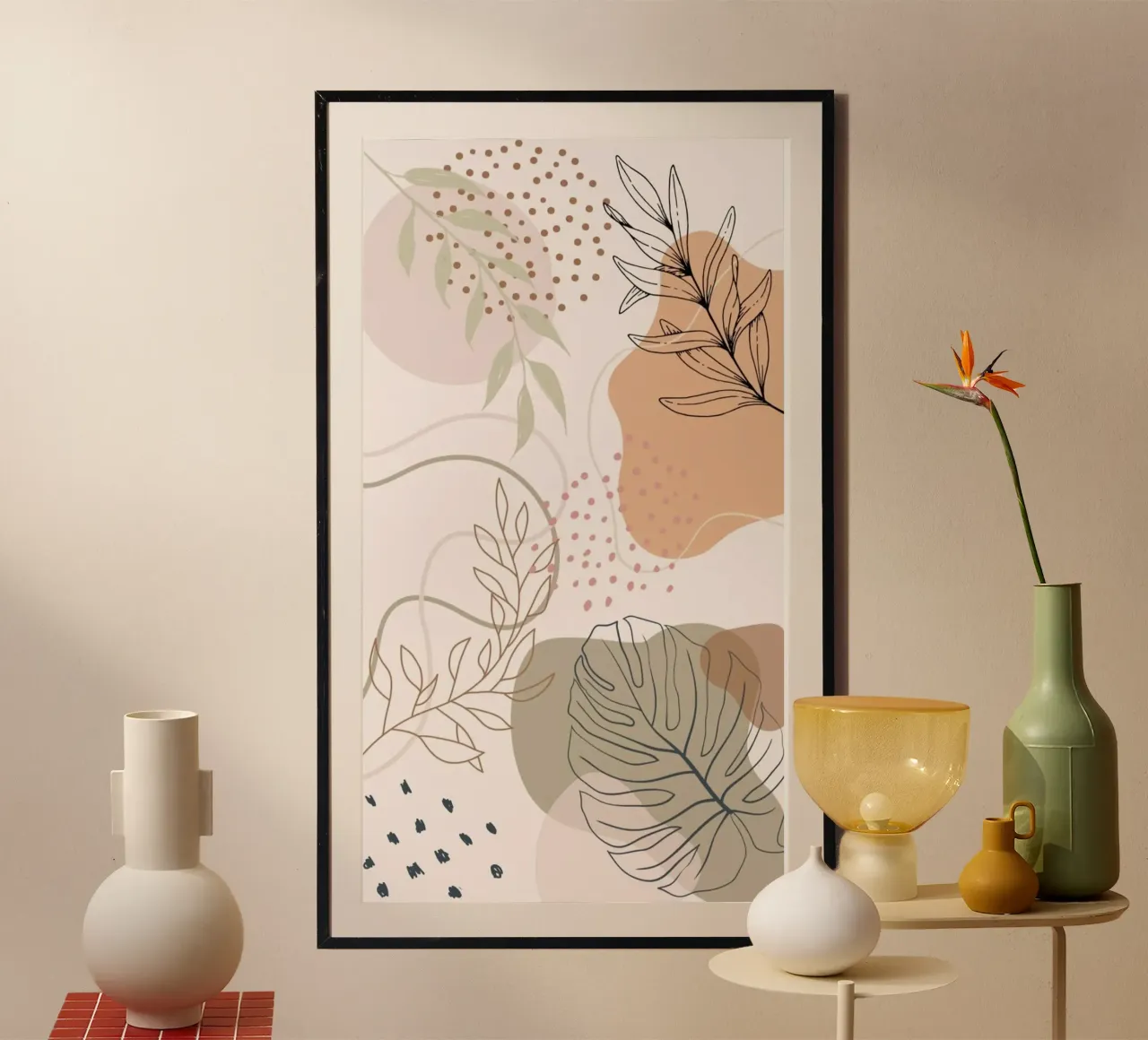 shadow leaf line poster con telaio in legno da lifeline