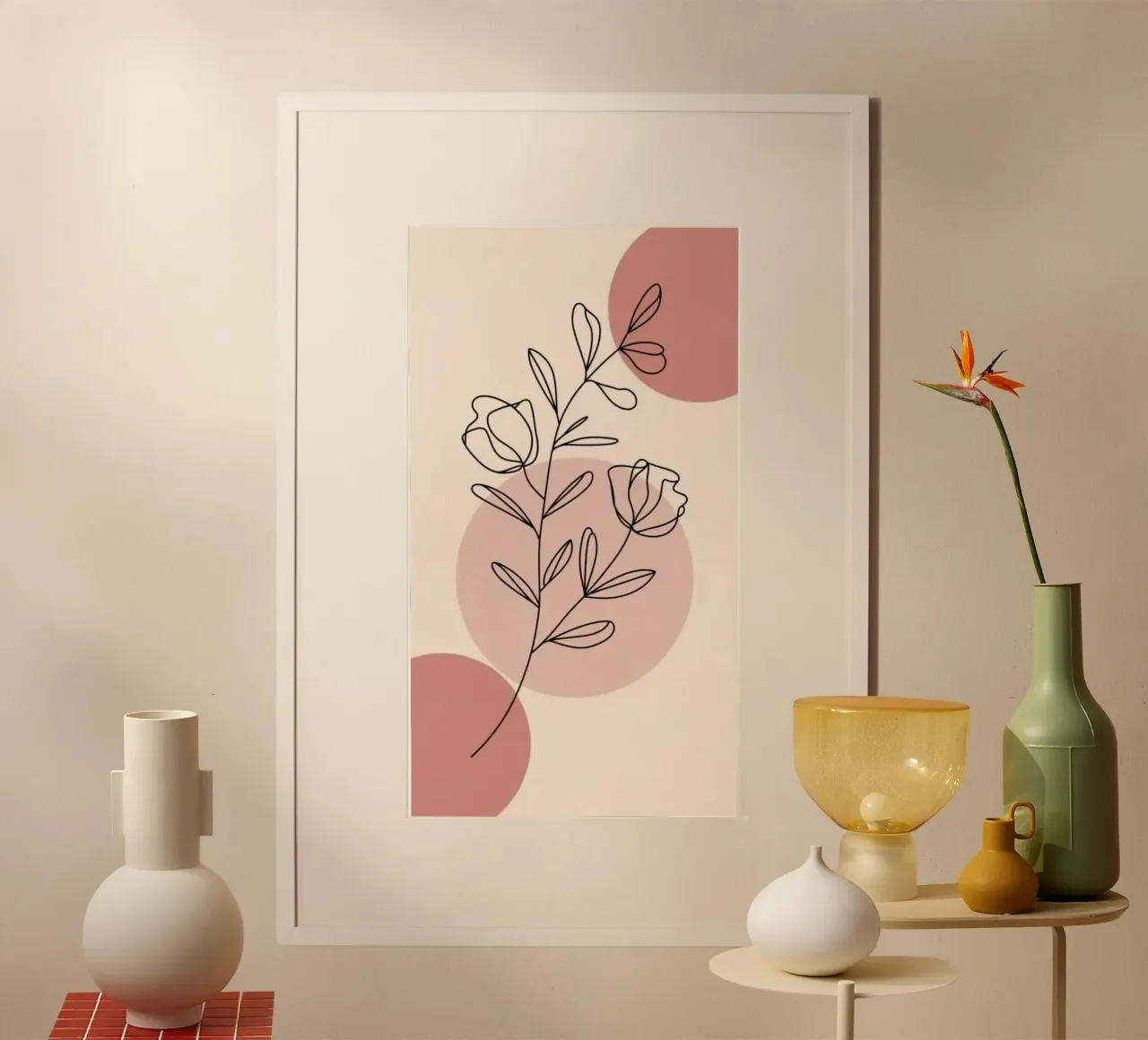 circle shape line of flower poster con telaio in alluminio da miracle