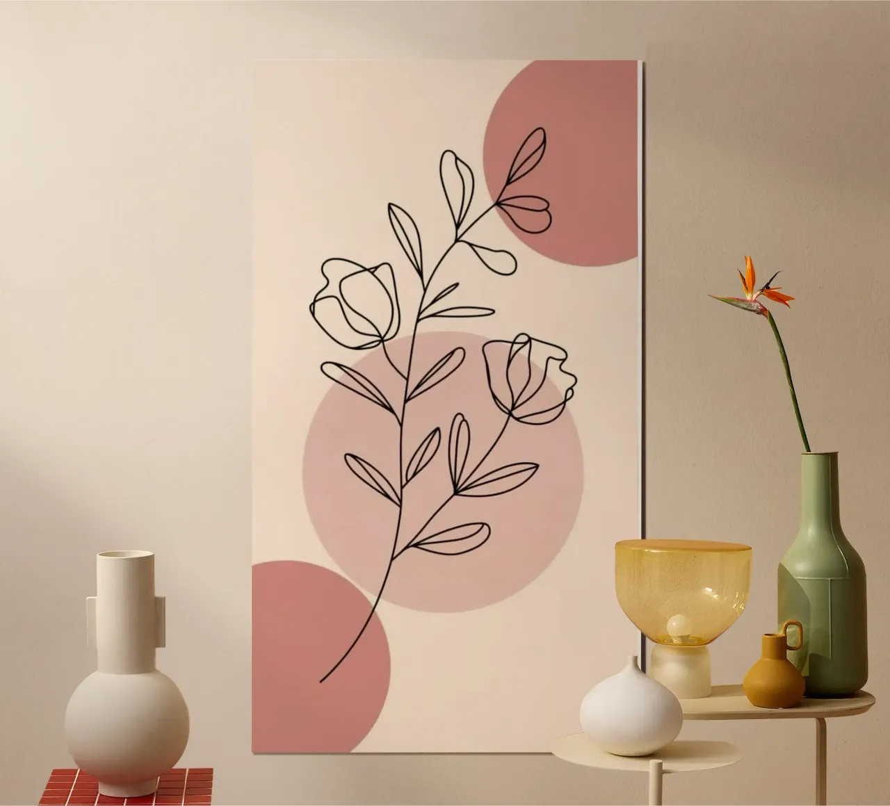 circle shape line of flower poster con telaio in alluminio da miracle