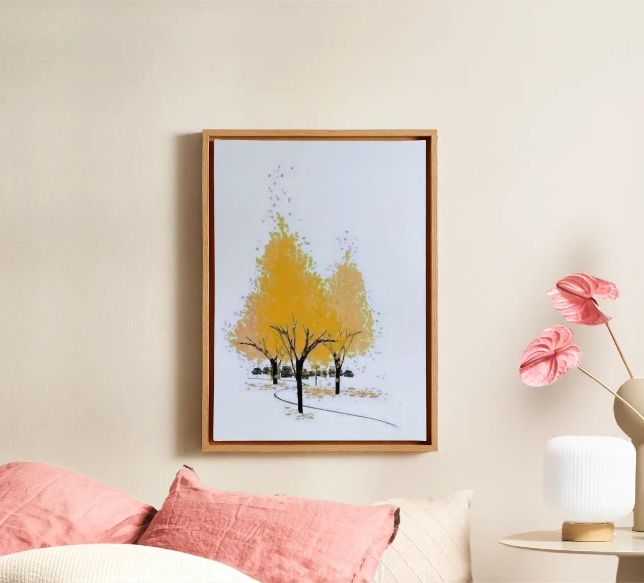 yellow shadow tree tela con Cornice a cassetta da miracle