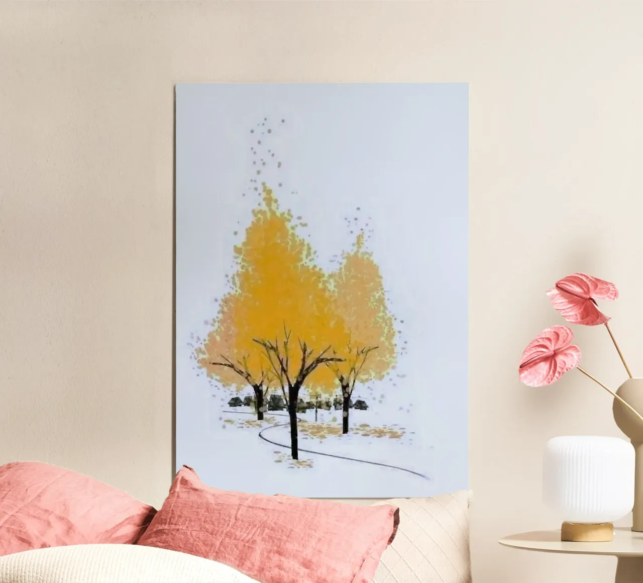 yellow shadow tree poster con telaio in alluminio da miracle