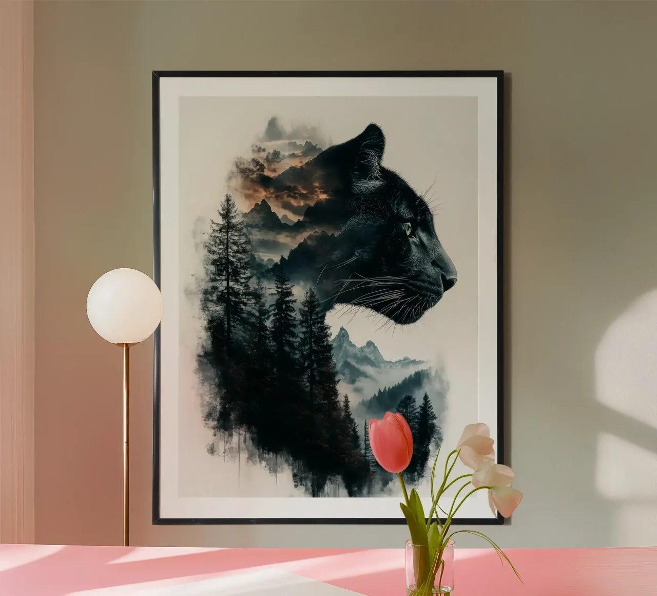 Pantera Nera Montagna Doppia esposizione poster da Emma MacDonald