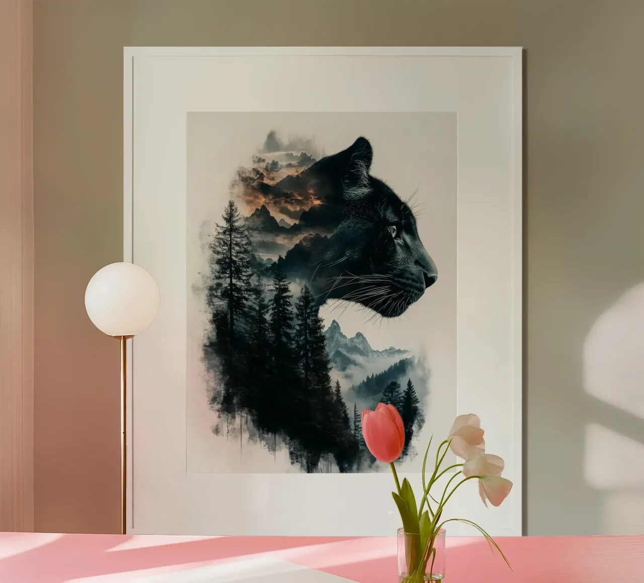 Pantera Nera Montagna Doppia esposizione poster da Emma MacDonald