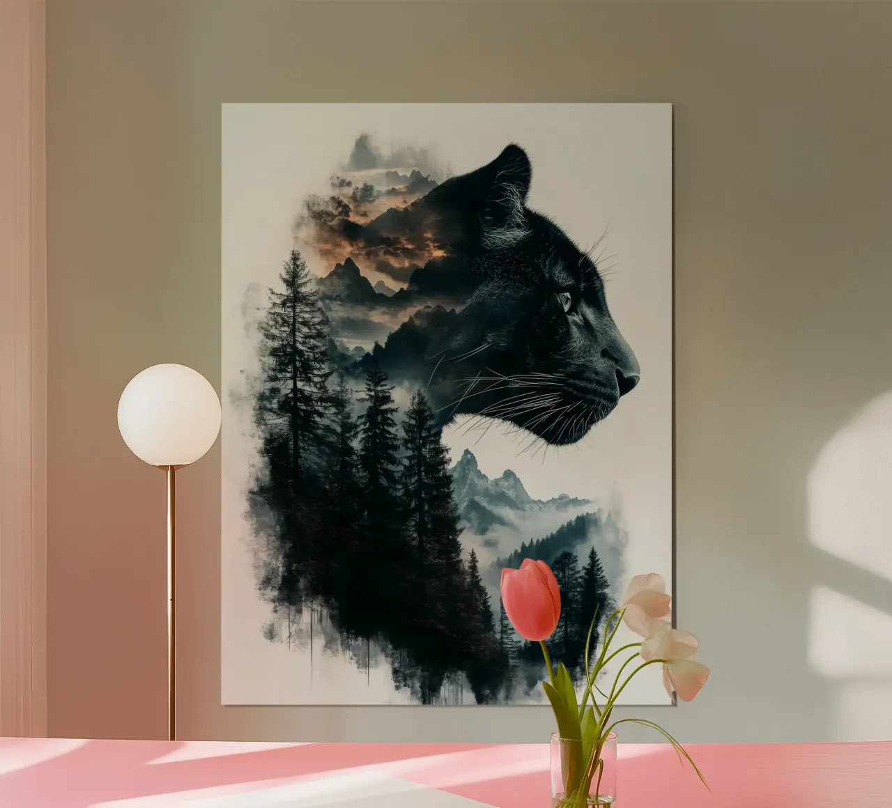 Pantera Nera Montagna Doppia esposizione poster da Emma MacDonald