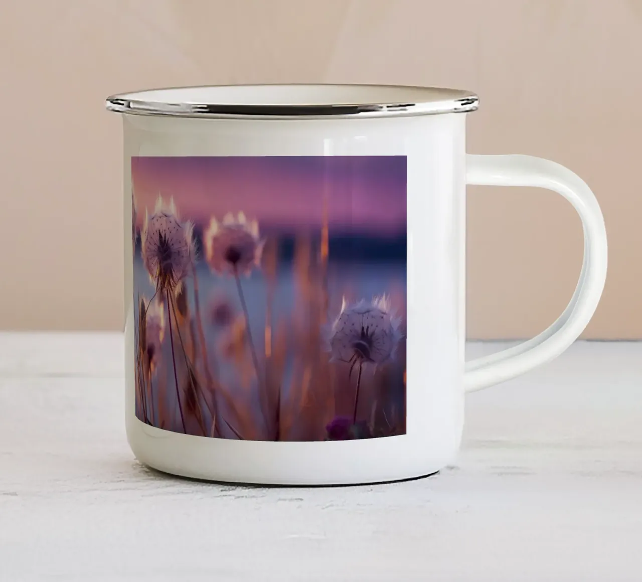 Dandelion At Sunset tazza in smalto da treechild