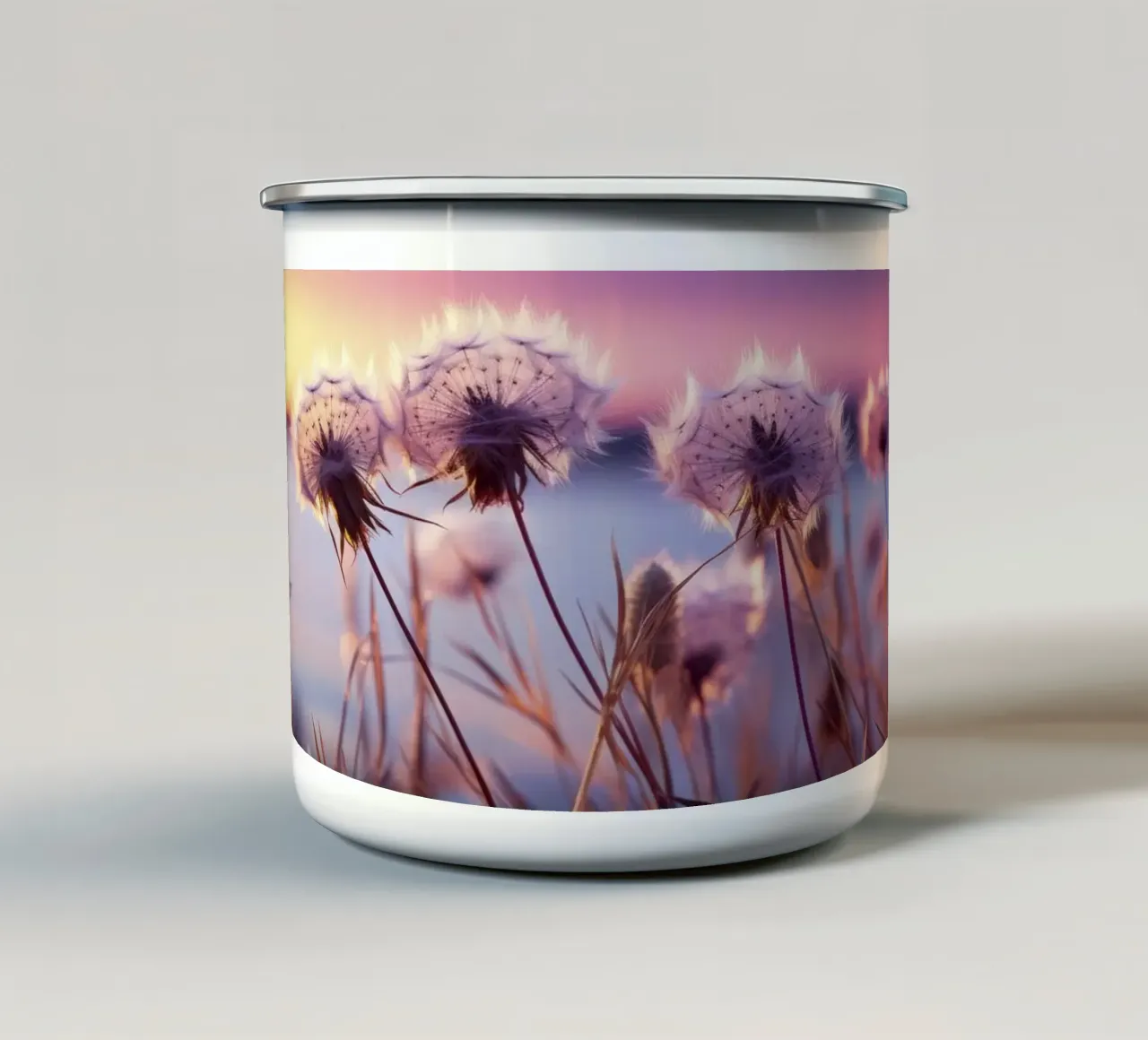 Dandelion At Sunset tazza in smalto da treechild