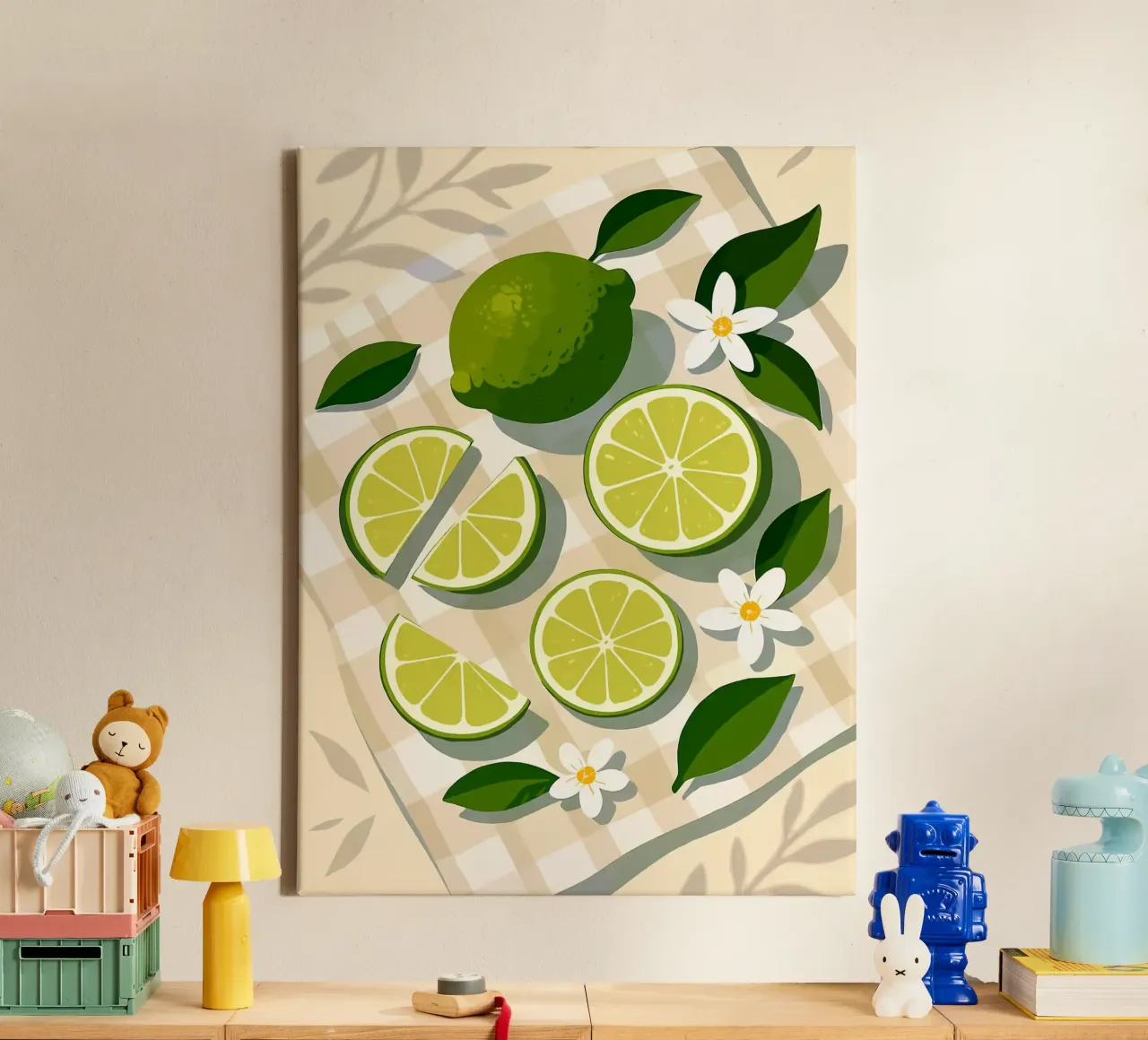 Lime - Una tavola stilizzata tela con Cornice a cassetta da Henry Singh