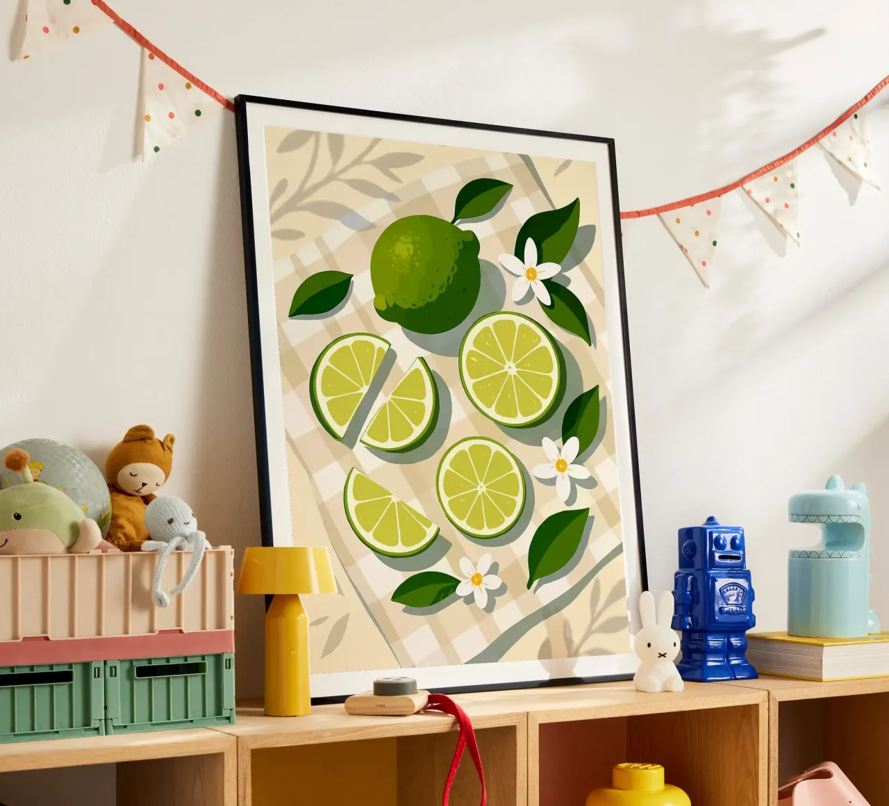 Lime - Una tavola stilizzata poster con telaio in plastica da Henry Singh