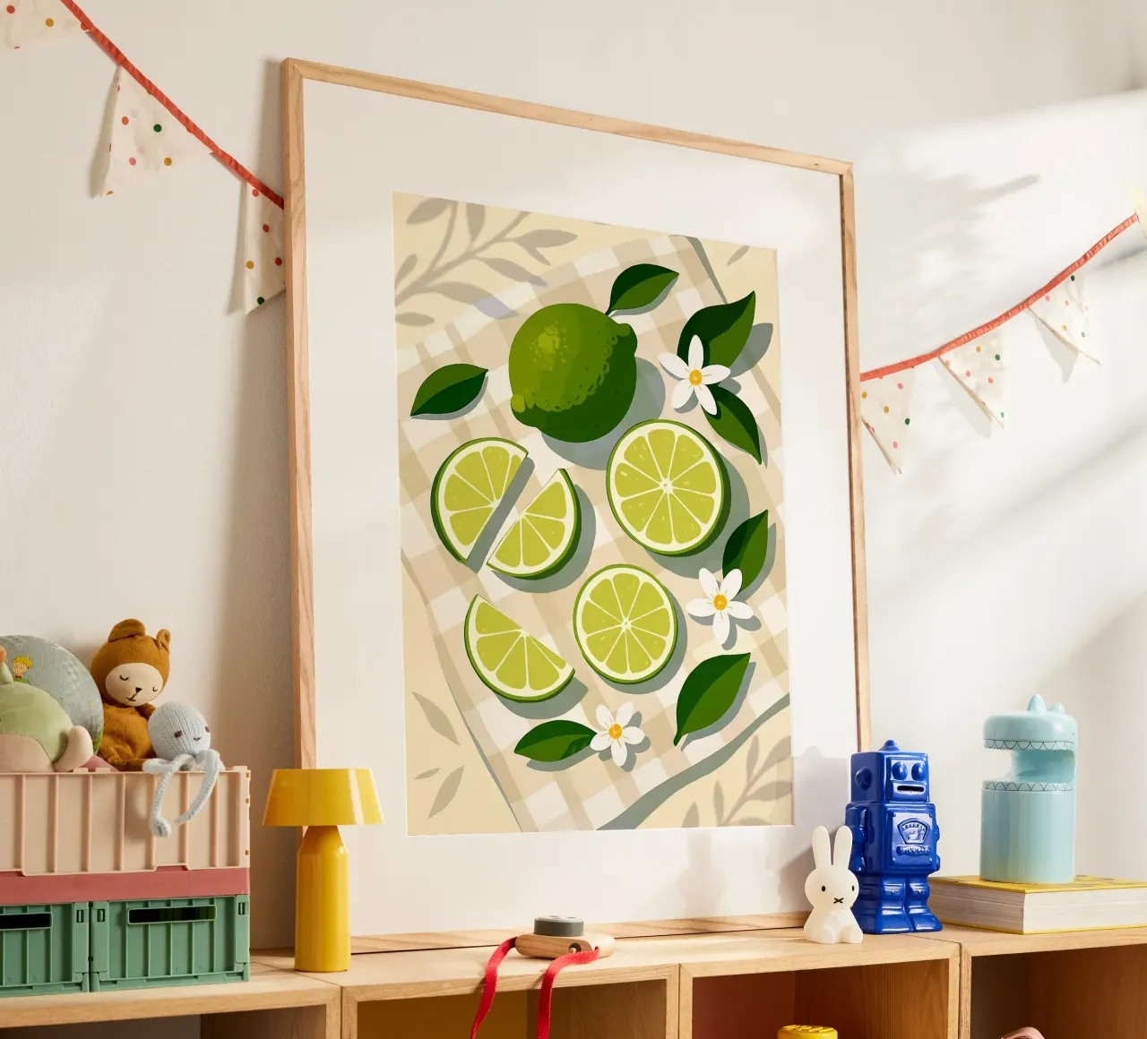 Lime - Una tavola stilizzata poster con telaio in plastica da Henry Singh