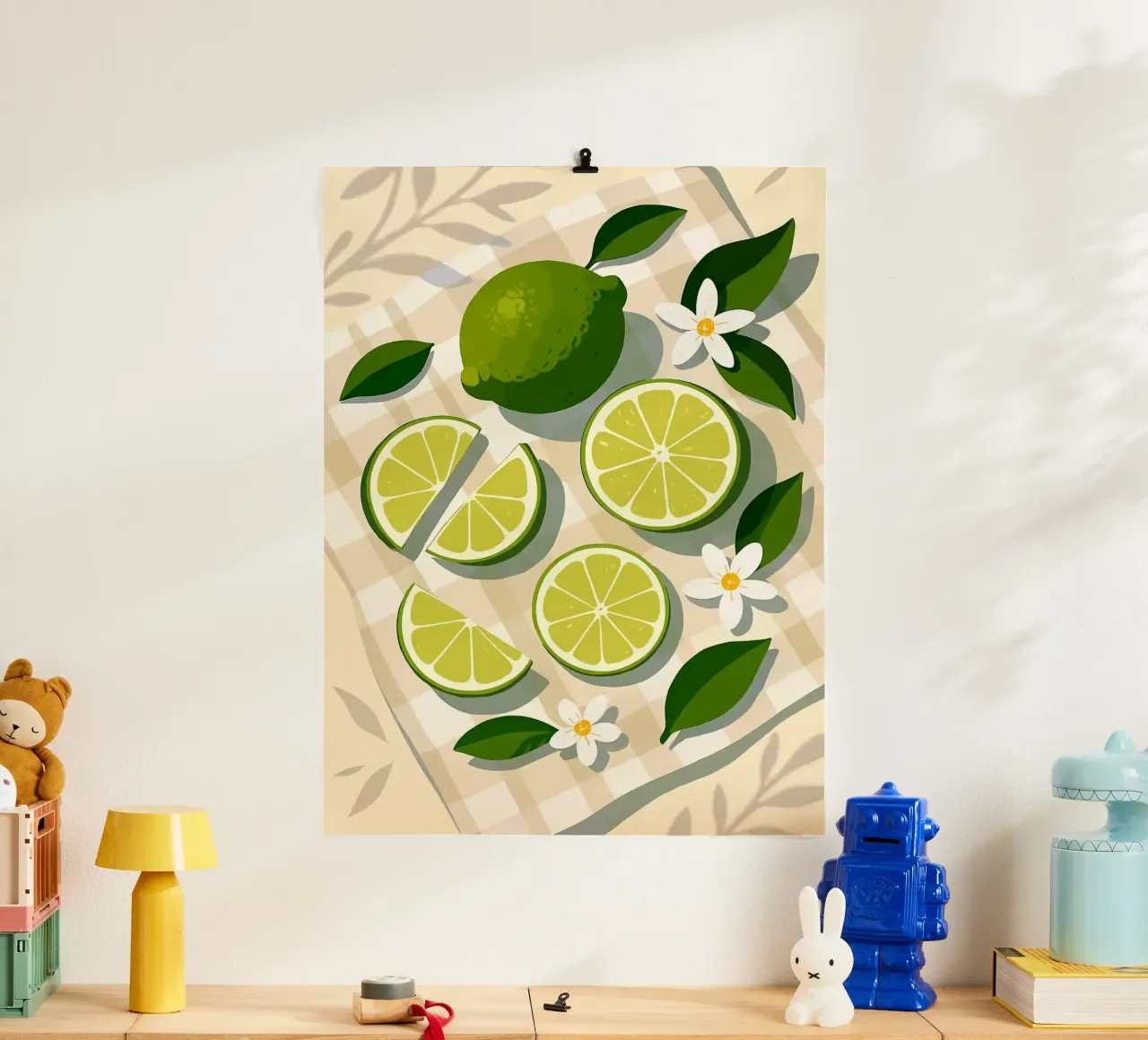 Lime - Una tavola stilizzata poster con telaio in plastica da Henry Singh