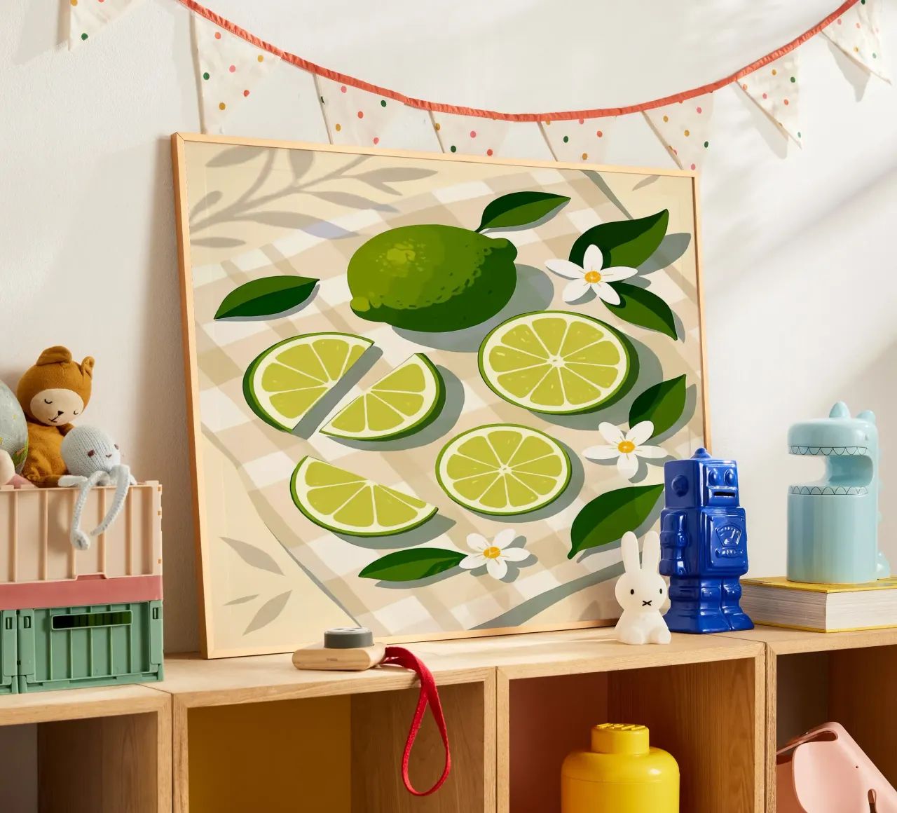Lime - Una tavola stilizzata poster con telaio in plastica da Henry Singh