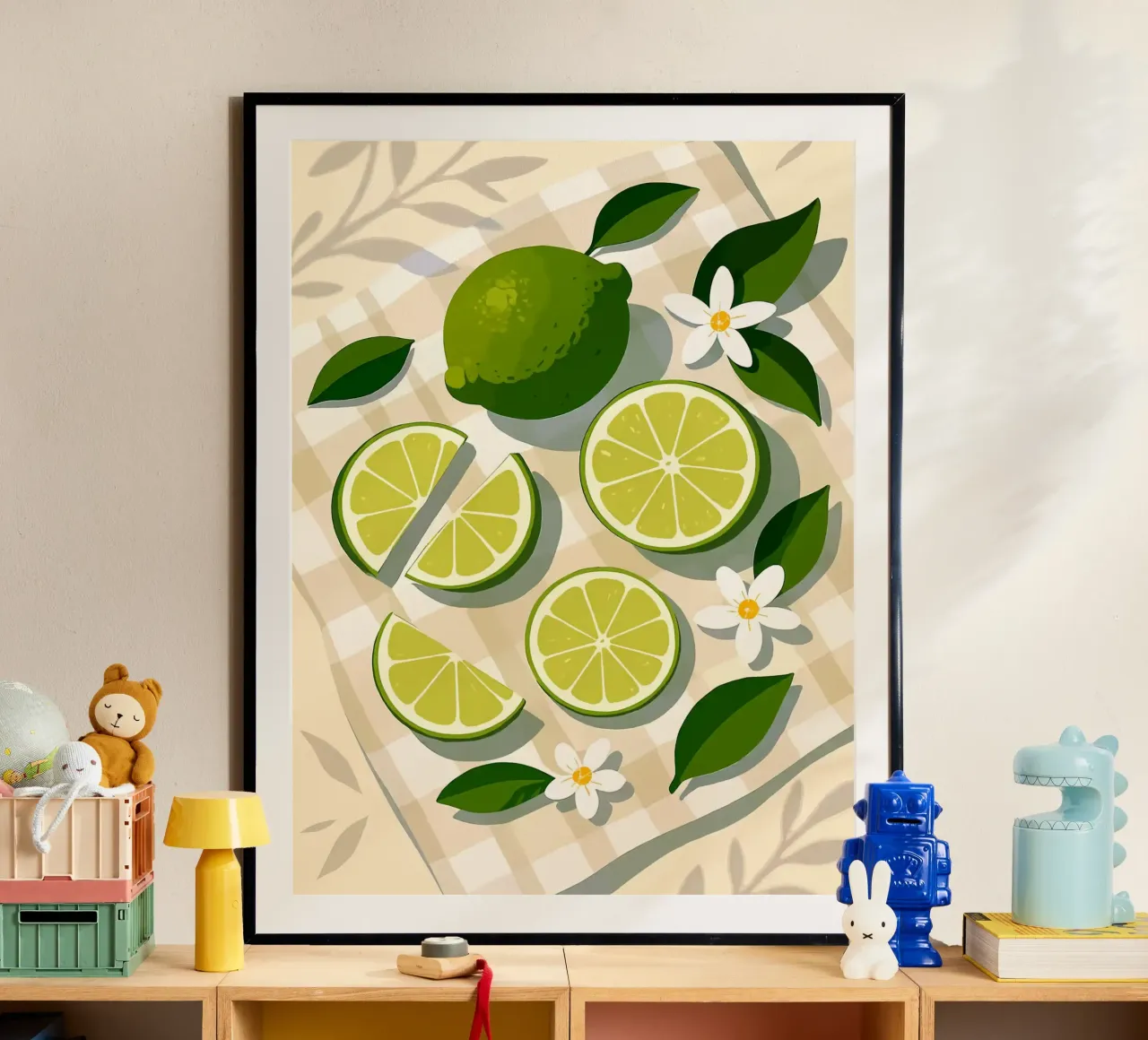 Lime - Una tavola stilizzata poster con telaio in plastica da Henry Singh