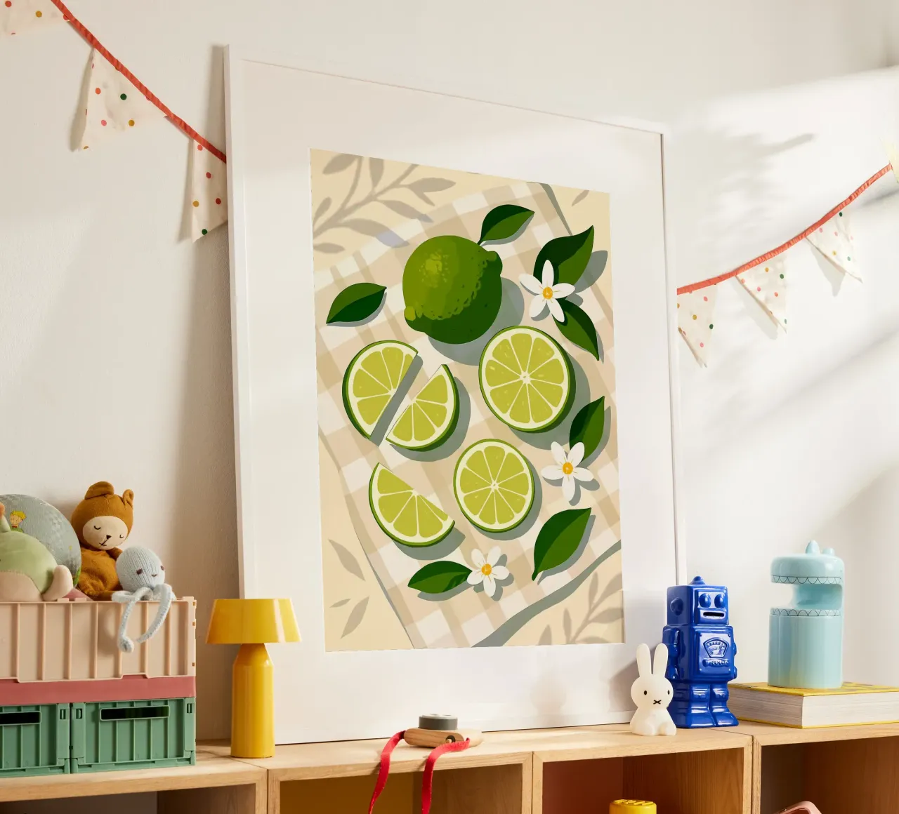 Lime - Una tavola stilizzata poster con telaio in plastica da Henry Singh