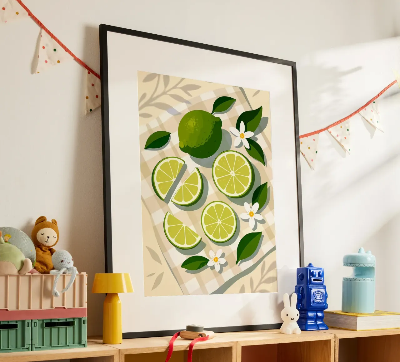 Lime - Una tavola stilizzata poster con telaio in plastica da Henry Singh