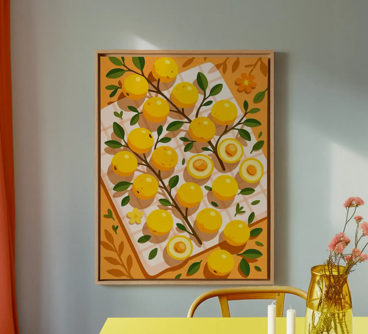 Nance – A Stylized Tablescape canvas with Floater frame by Henry Singh