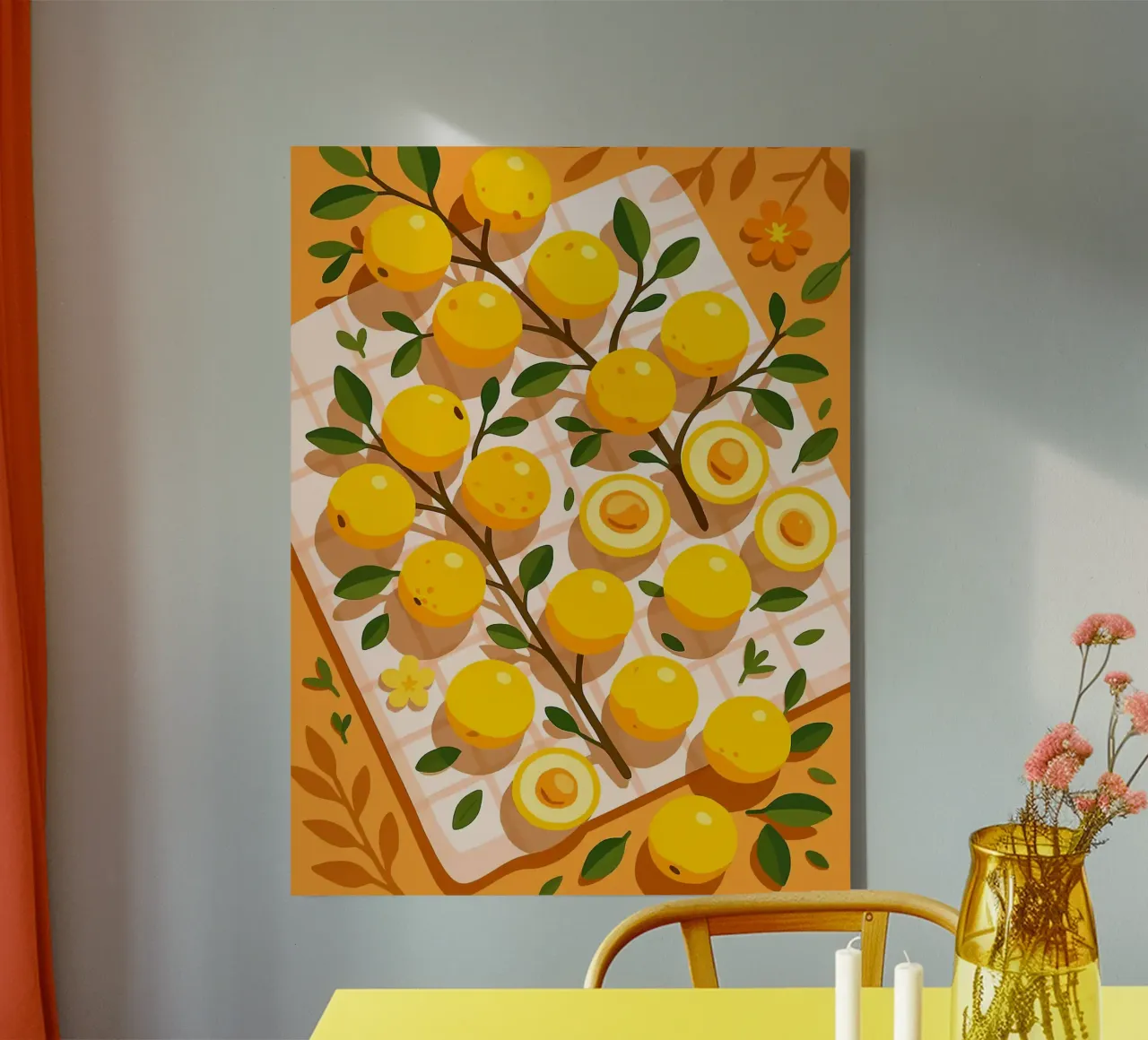 Nance – A Stylized Tablescape canvas with Floater frame by Henry Singh