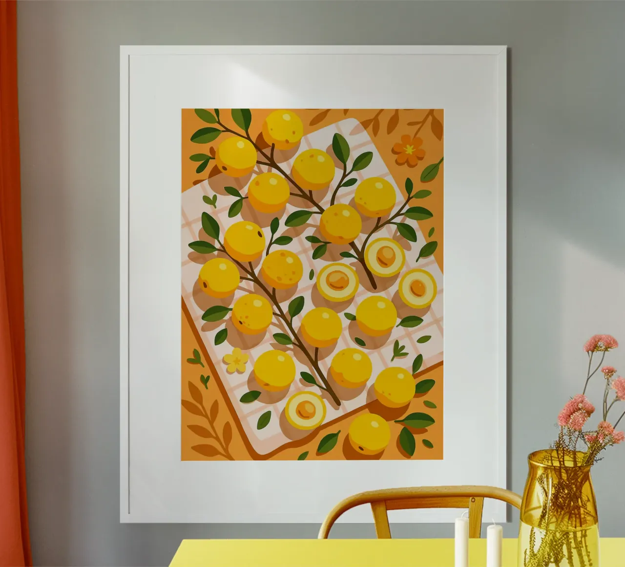 Nance - Una tavola stilizzata poster con telaio in legno da Henry Singh