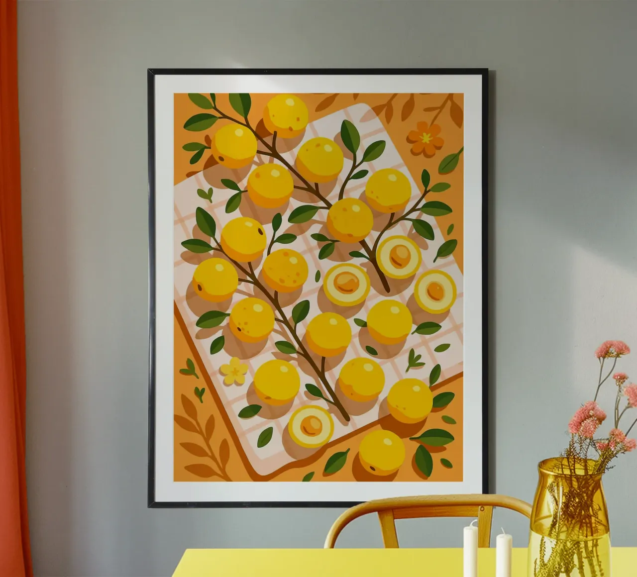 Nance - Una tavola stilizzata poster con telaio in legno da Henry Singh