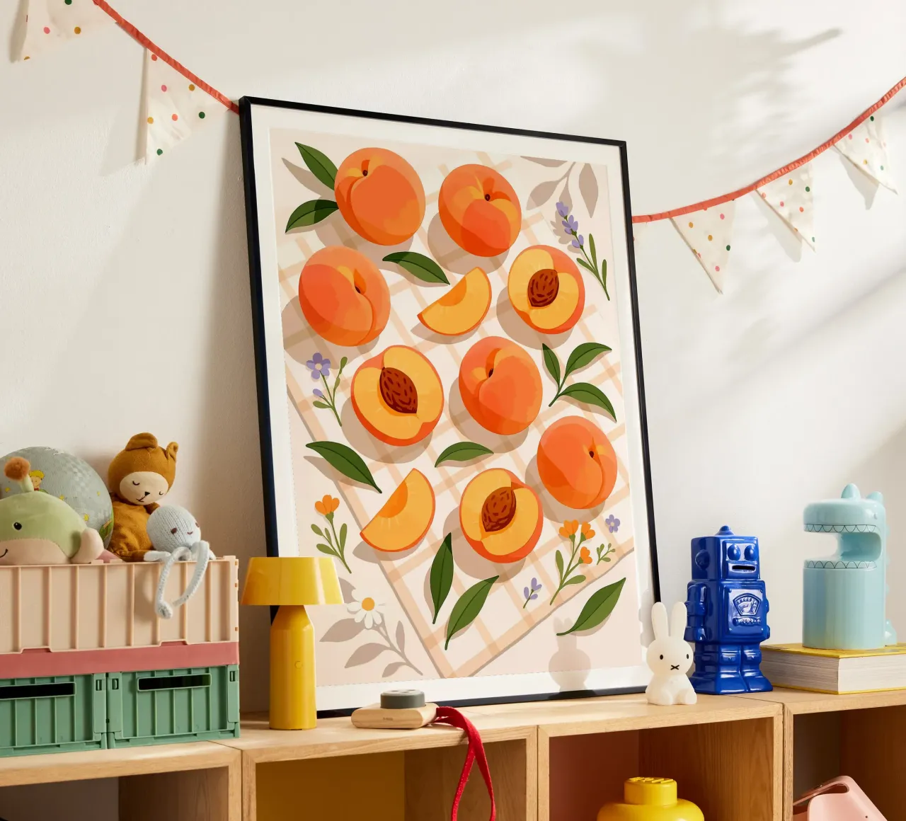 Pesca - Una tavola stilizzata poster con telaio in plastica da Henry Singh