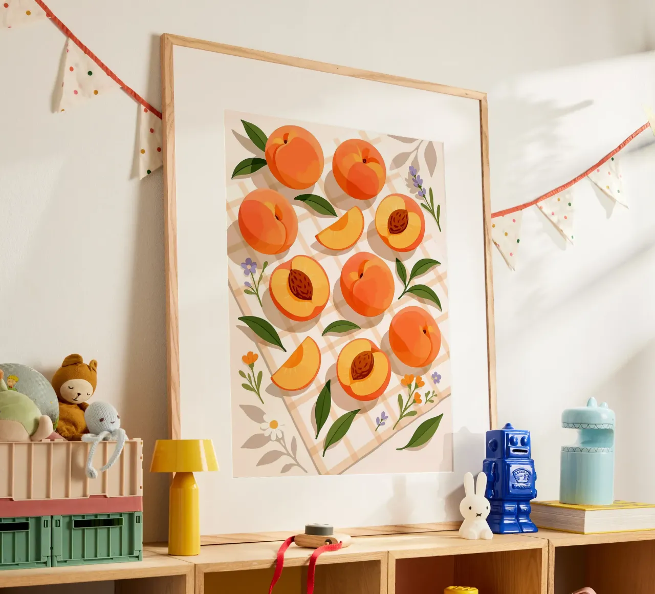 Pesca - Una tavola stilizzata poster con telaio in plastica da Henry Singh