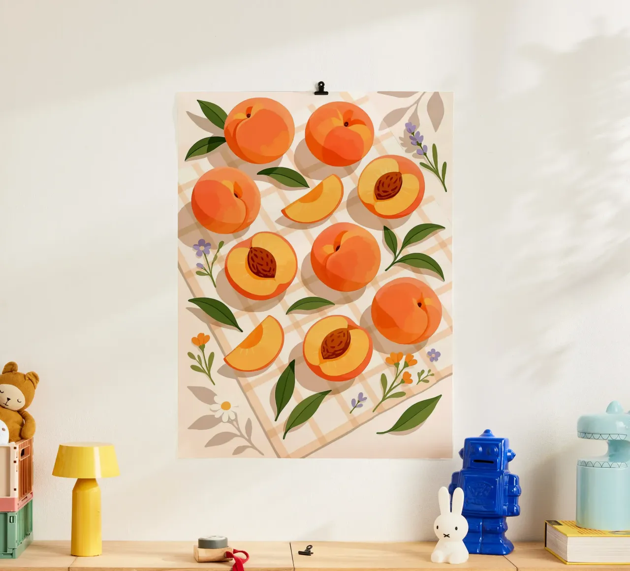 Pesca - Una tavola stilizzata poster con telaio in plastica da Henry Singh