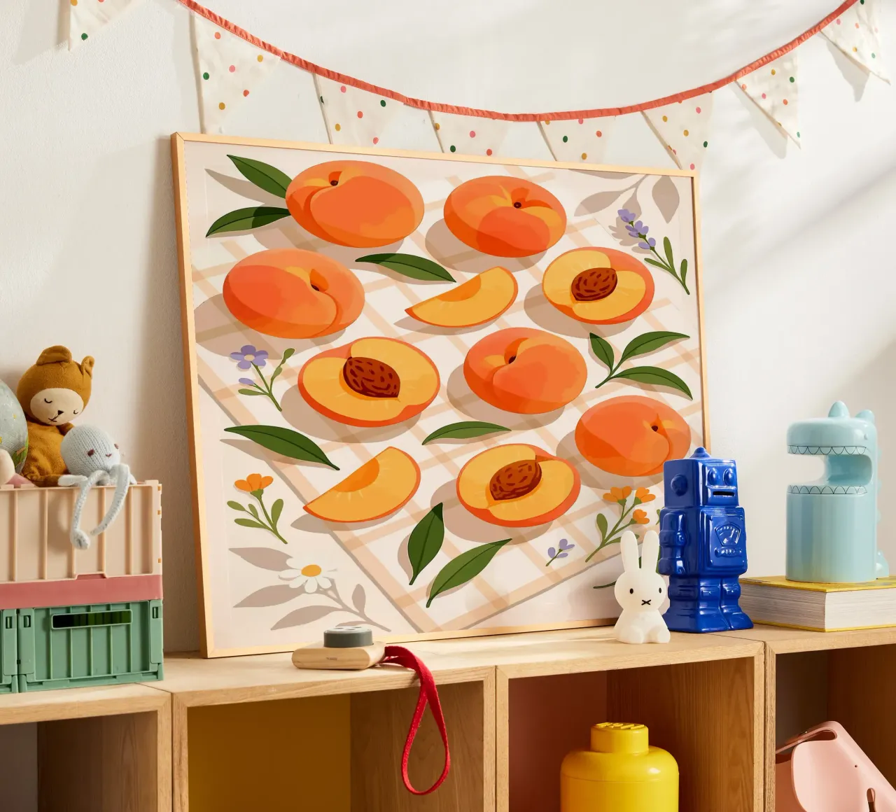 Pesca - Una tavola stilizzata poster con telaio in plastica da Henry Singh