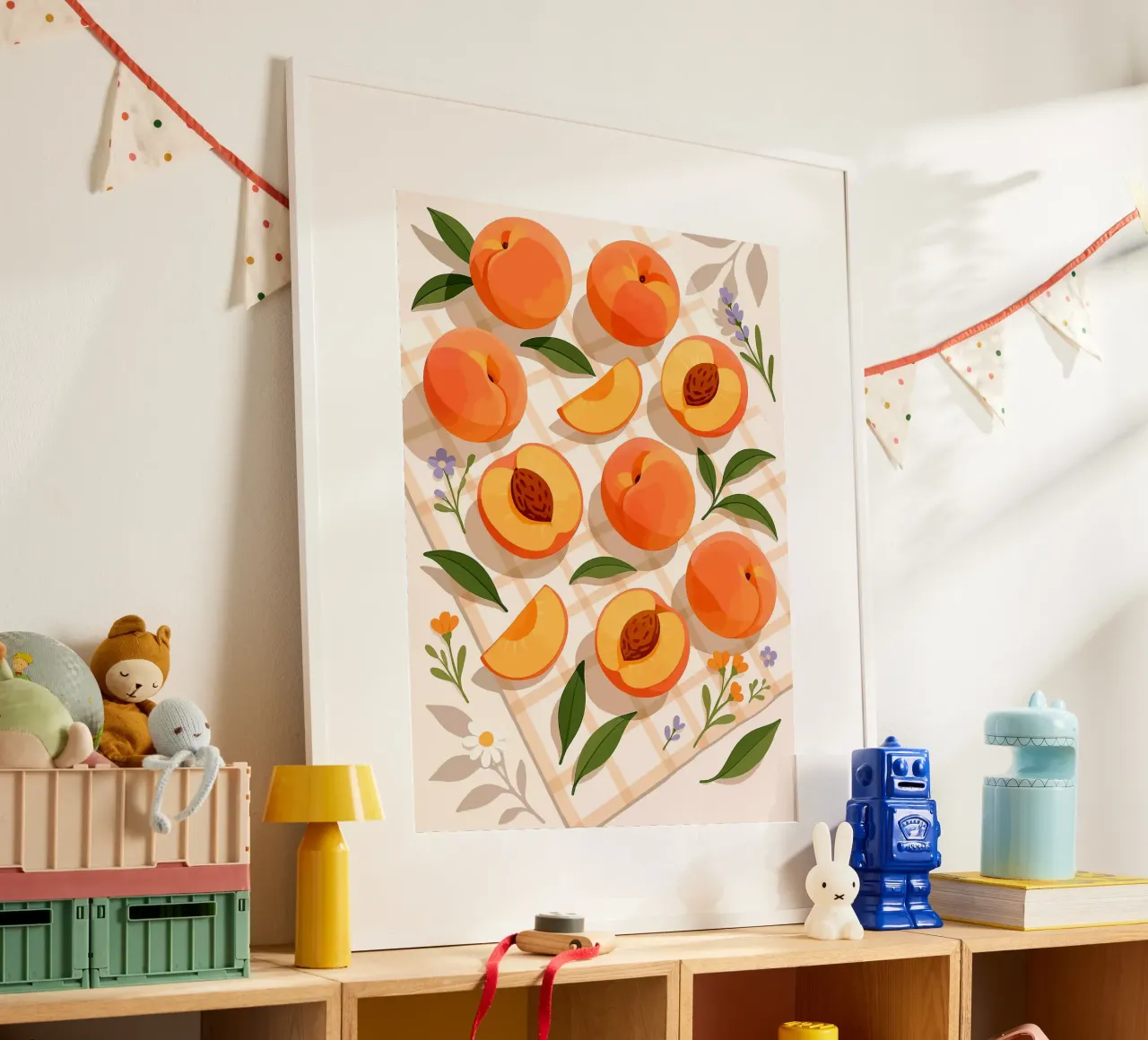 Pesca - Una tavola stilizzata poster con telaio in plastica da Henry Singh
