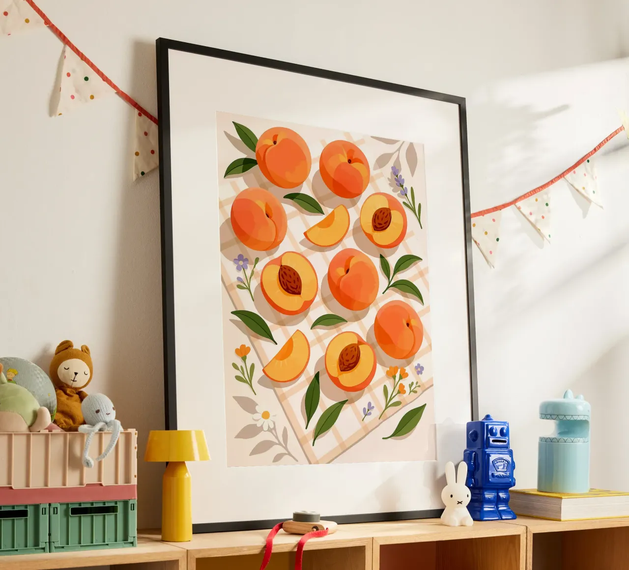 Pesca - Una tavola stilizzata poster con telaio in plastica da Henry Singh