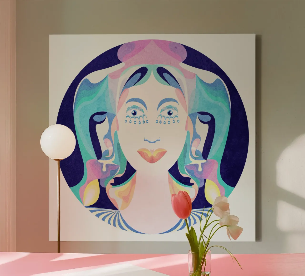 Blaue Fee Leinwand mit Schattenfugenrahmen von lovely lines