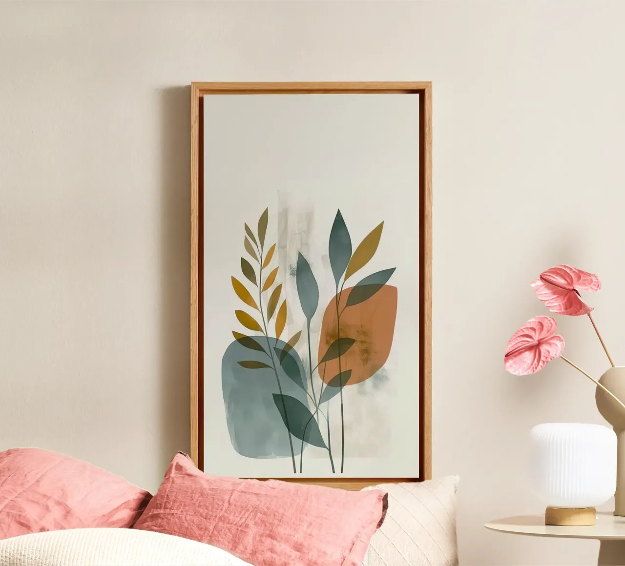 shape color leaf line canvas with Floater frame by hamily