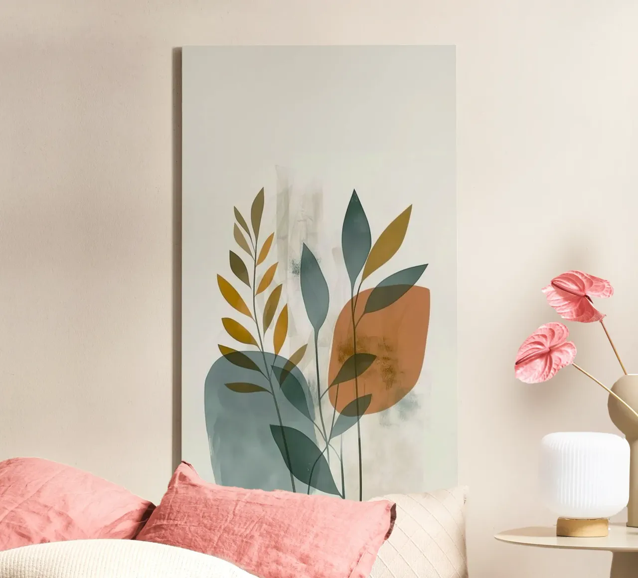 shape color leaf line canvas with Floater frame by hamily
