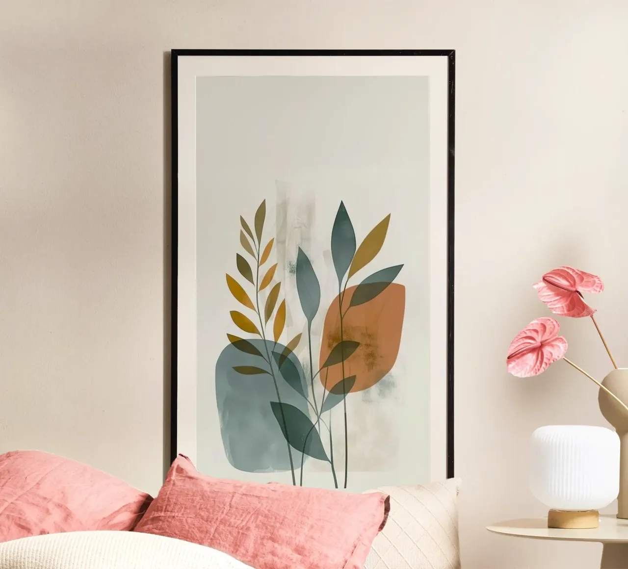 shape color leaf line poster con telaio in plastica da hamily
