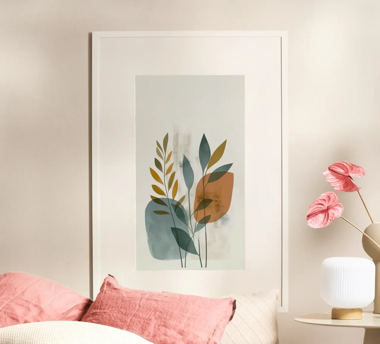 shape color leaf line poster con telaio in plastica da hamily