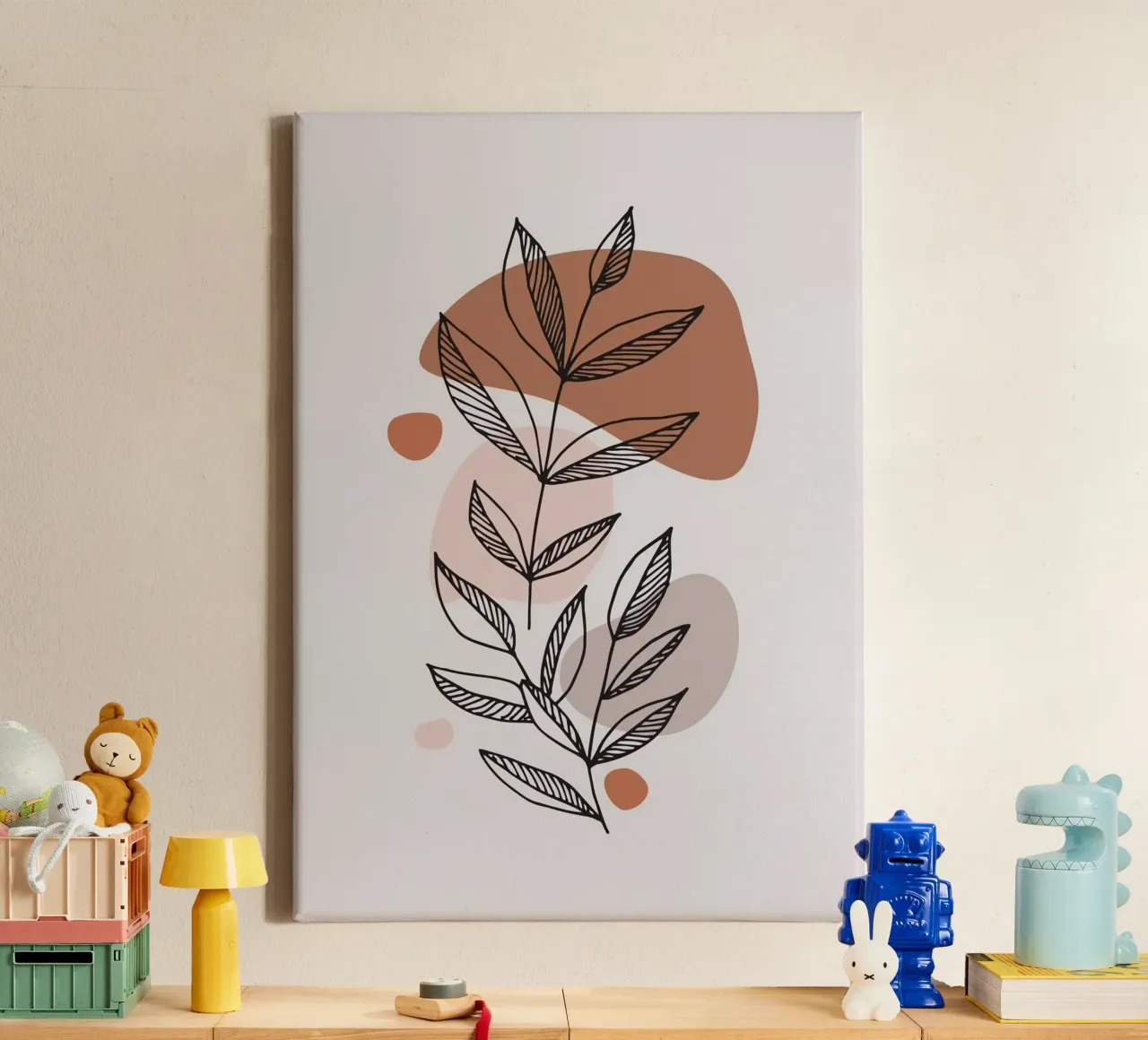 line shape branch up canvas with Floater frame by melts