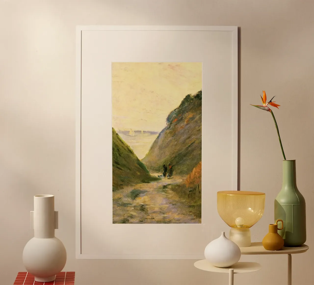 curve line valley poster con telaio in legno da hamily