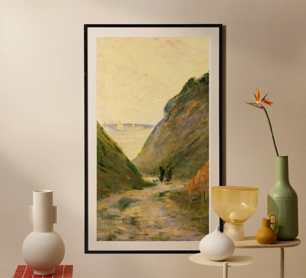 curve line valley poster con telaio in legno da hamily