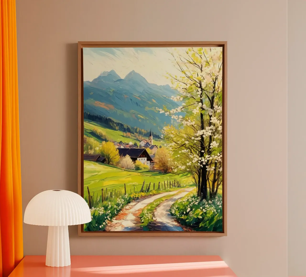 curve road tree tela con Cornice a cassetta da melts