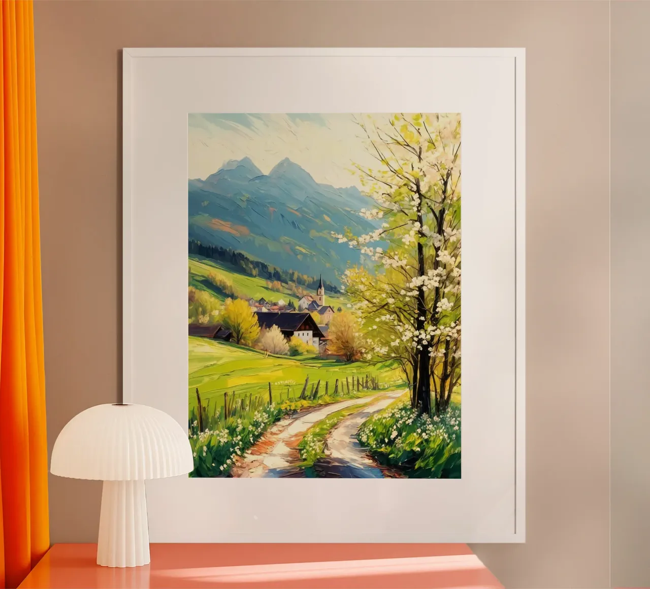 curve road tree poster con telaio in alluminio da melts